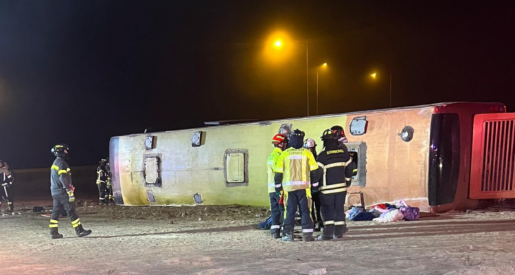 volcamiento de bus en Copiapó