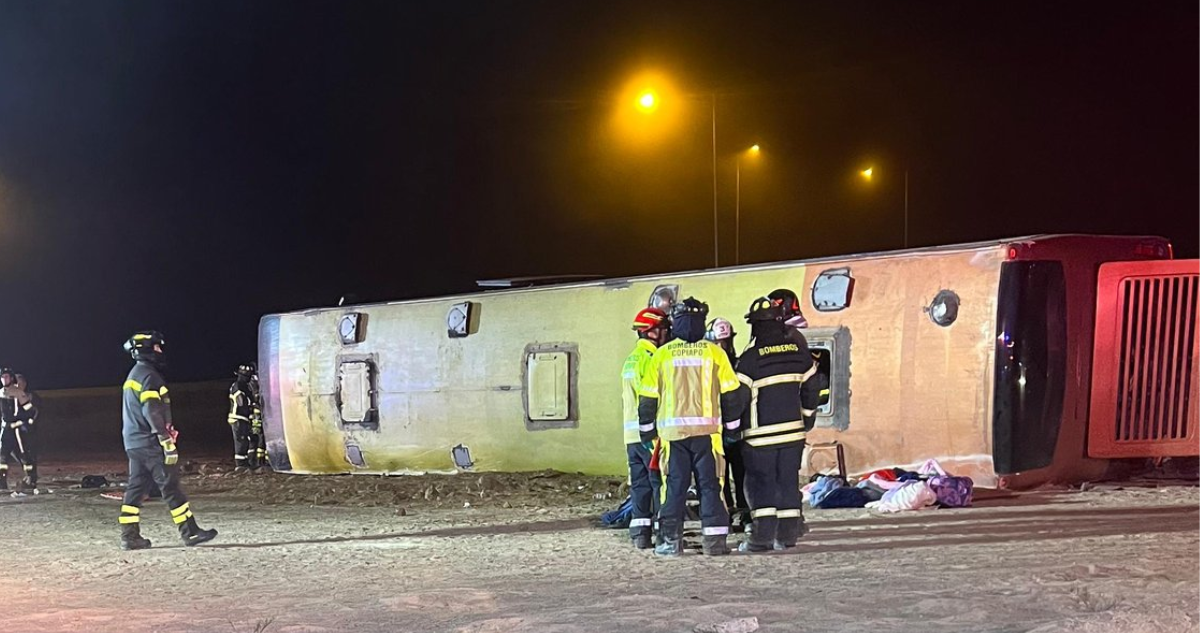 volcamiento de bus en Copiapó