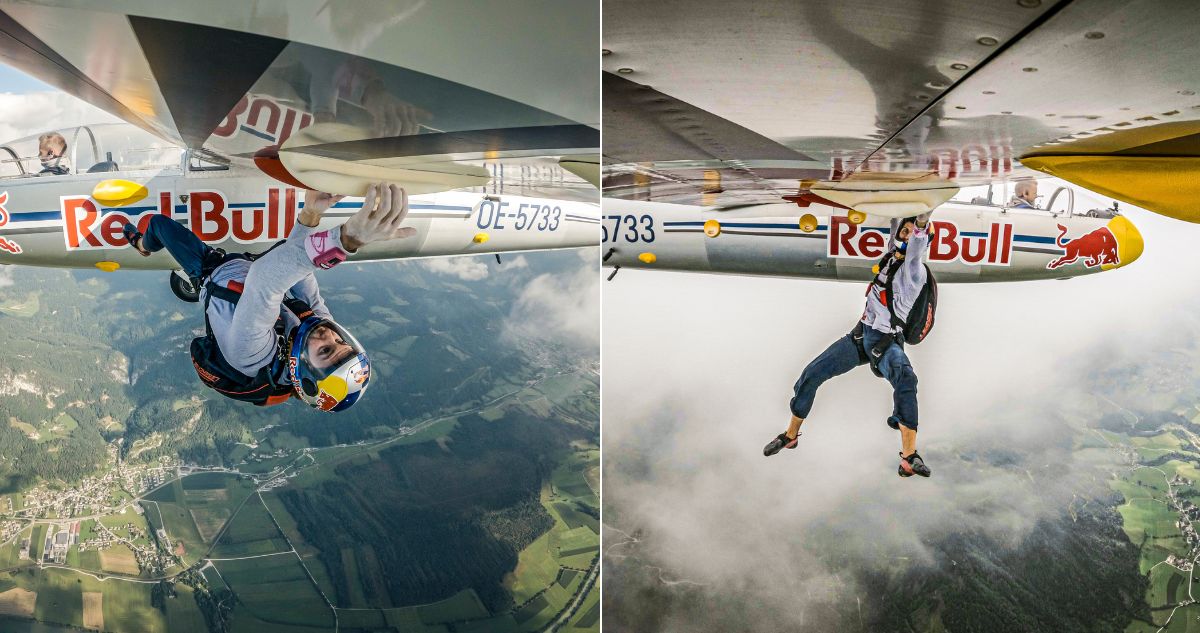 Impresionante hazaña del atleta escalador esloveno Domen Škofic en el exterior de un avión en pleno vuelo