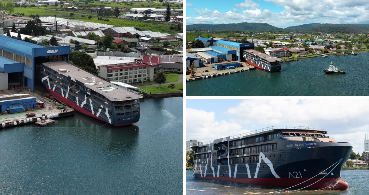 Logran con éxito la botadura del primer crucero-híbrido de América construido completamente en Chile