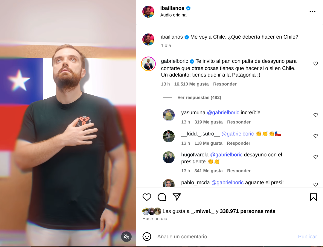 Ibai Llanos y comentario de Gabriel Boric 