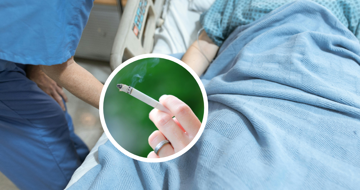 cama de hospital y cigarro