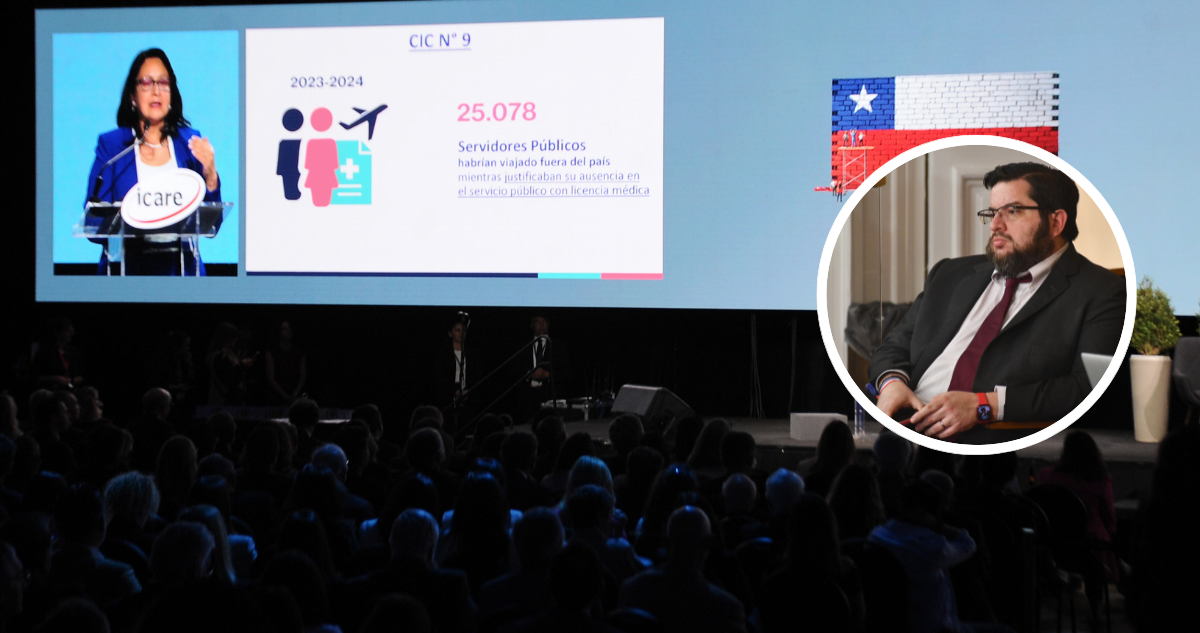 Foto de contexto de la contralora General en Enade y foto de Cristian Valenzuela.