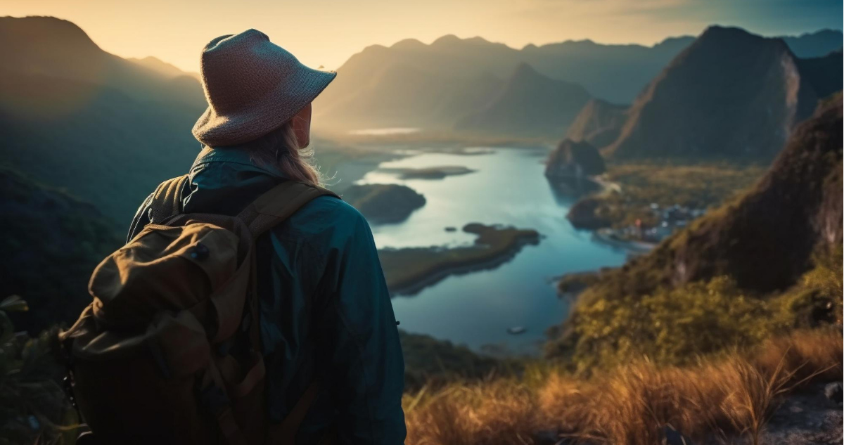 Persona mirando el Cañón Sagrado de Humantay en Perú, un destino turístico creado por la IA