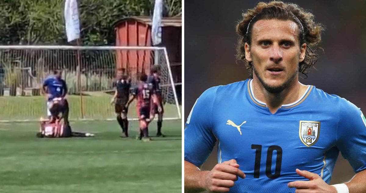 Diego Forlán terminó en el hospital con tres costillas rotas.