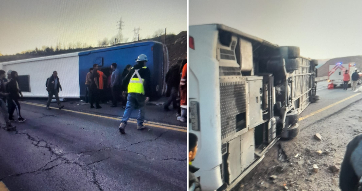 Bus que transportaba a trabajadores de El Teniente volcó en Ruta Colón