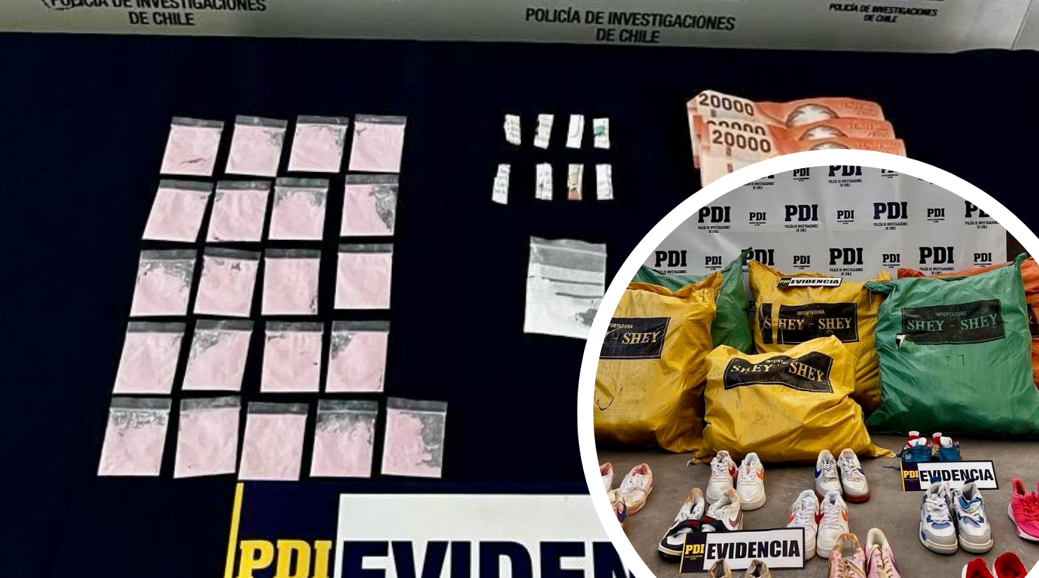 Detienen a 2 personas por venta de droga y receptación en Arica: tenían sacos con zapatillas de marca