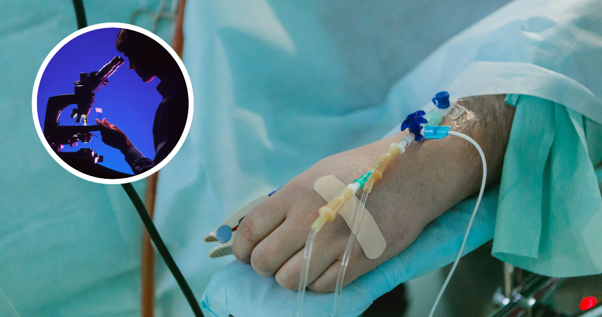 Foto de contexto de persona en hospital y científico