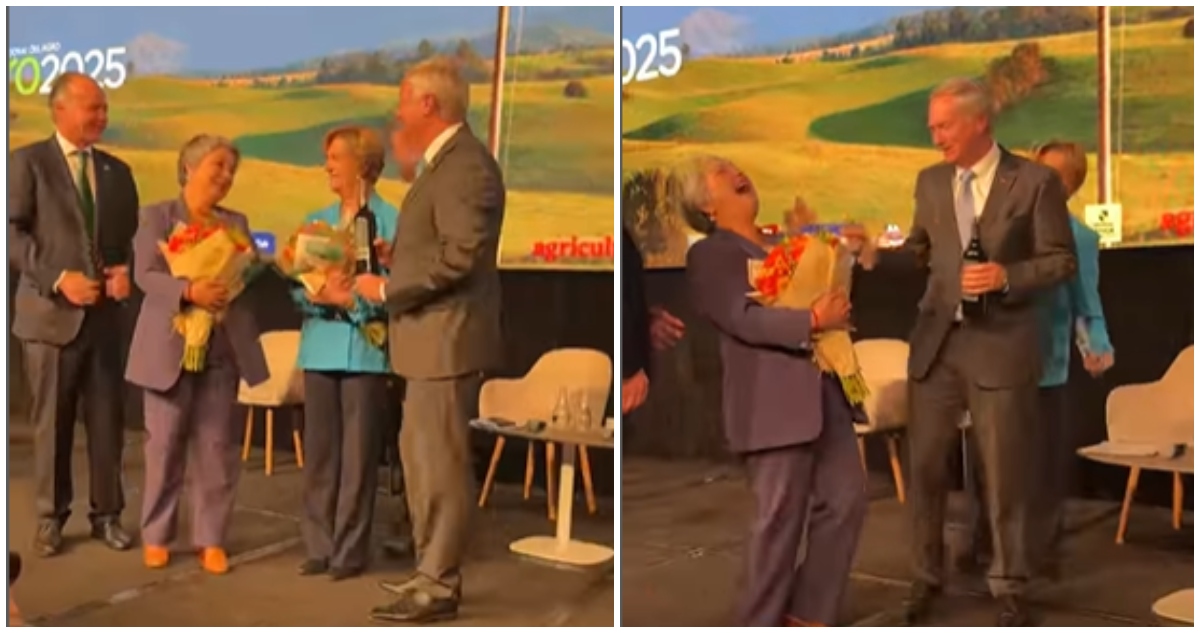 El divertido momento entre Jara y Kast que terminó en carcajadas: candidata le regaló una flor