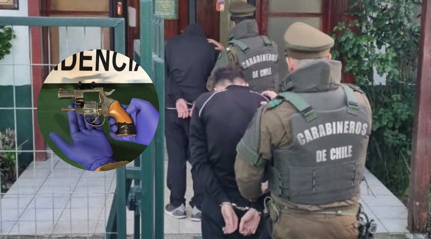 Detienen a 2 estudiantes de colegio por amenazar de muerte a otro con un arma de fogueo en Valdivia