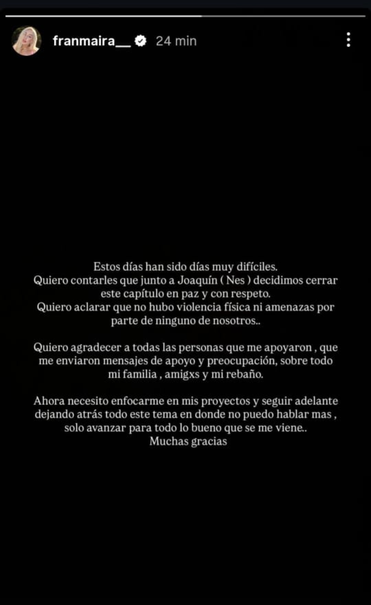 Fran Maira revela el fin de su relación con Nes: "No hubo violencia ni amenazas"