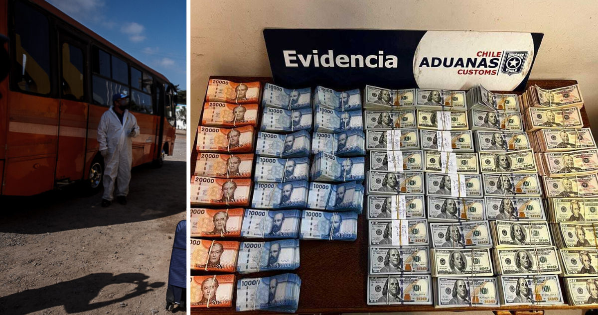 Frenan contrabando en Arica: más de 370 mil dólares y 30 millones de pesos escondidos en bus boliviano