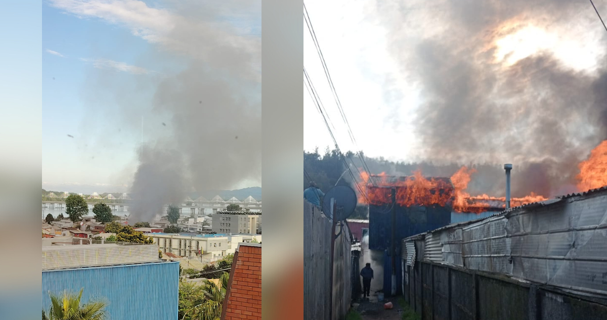 Incendio afectó a viviendas en sector Pedro de Valdivia de Concepción
