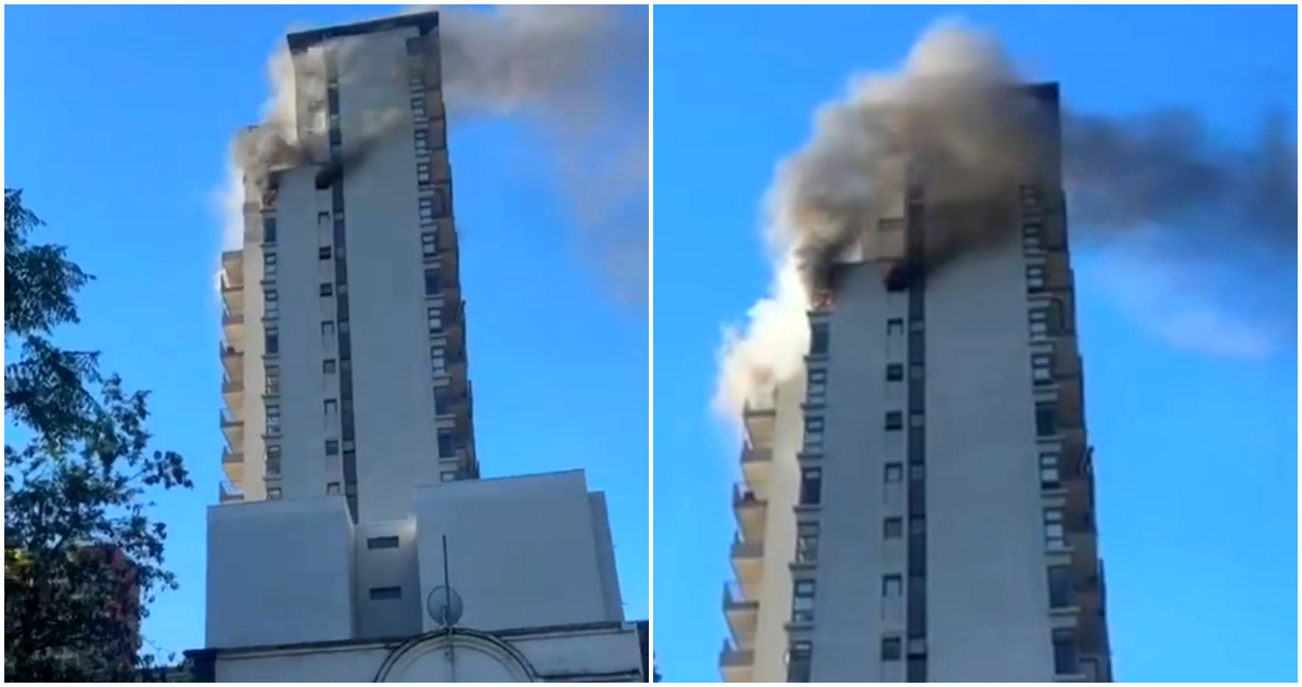 Incendio en edificio de Santiago: Bomberos trabaja para controlar fuego en piso 18