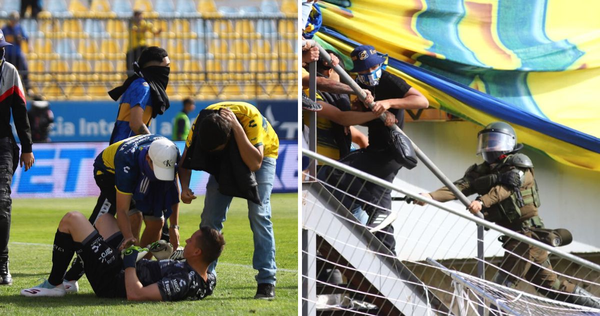 Barra de Everton causó graves incidentes ante la UC por Liga de Primera.