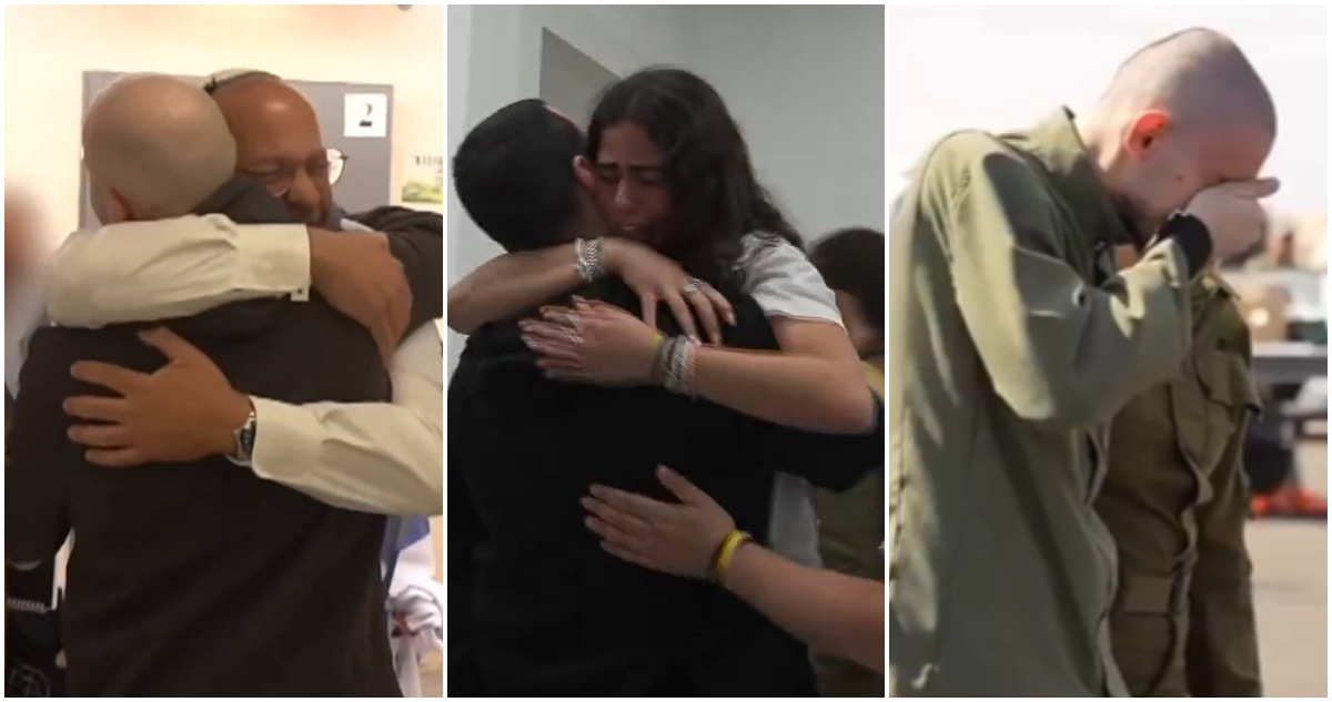 rehenes reencontrándose con sus familias