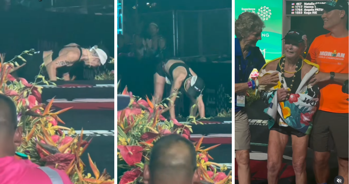 Mujer de 80 años es la más veterana en terminar el Mundial de Ironman: una caída casi arruina todo