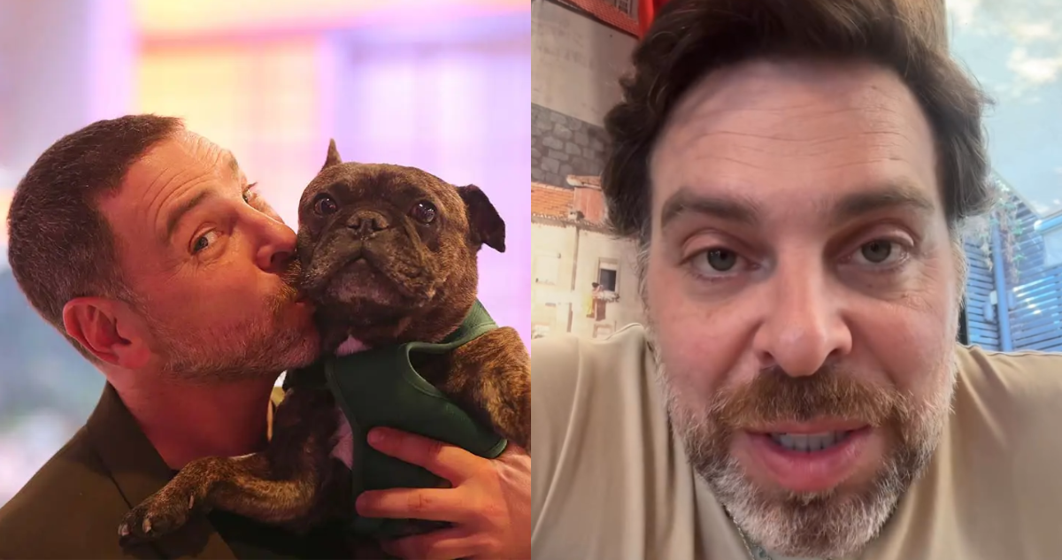 José Antonio Neme junto a su perro, Duque