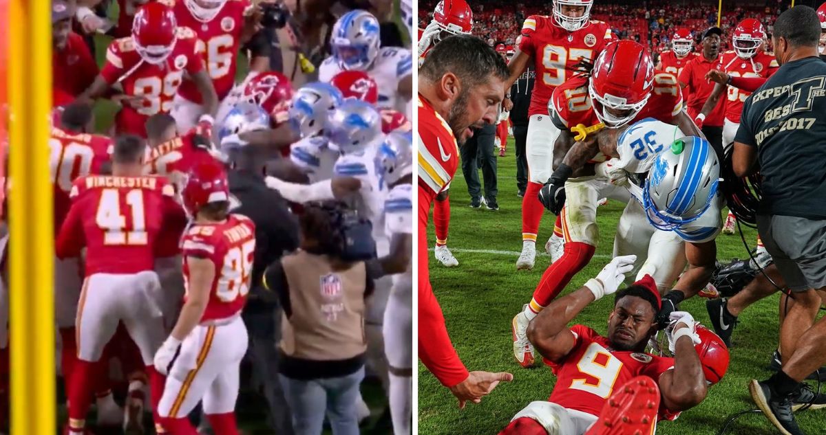 Partido entre Chiefs y Lions terminó con batalla campal en la NFL.