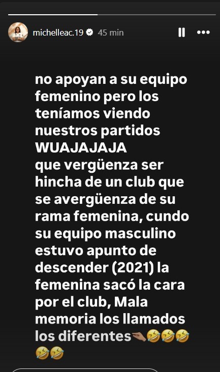 Michelle Olivares, jugadora de Colo Colo, atacó a La U en Redes.