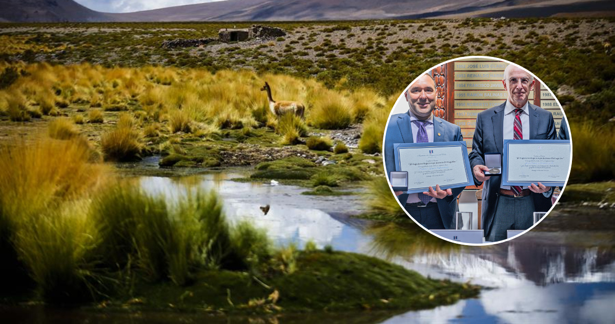Foto del río Silala y los ingenieros premiados