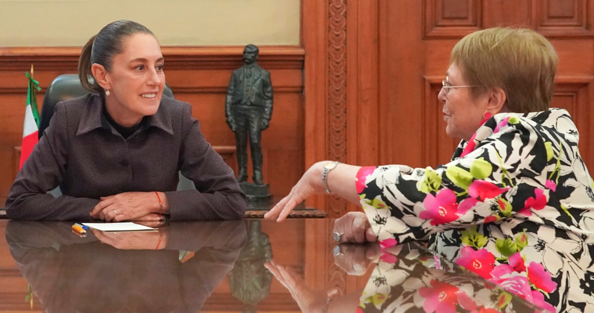 Presidenta de México, Claudia Sheinbaum, recibe en el Palacio Nacional a Michelle Bachelet