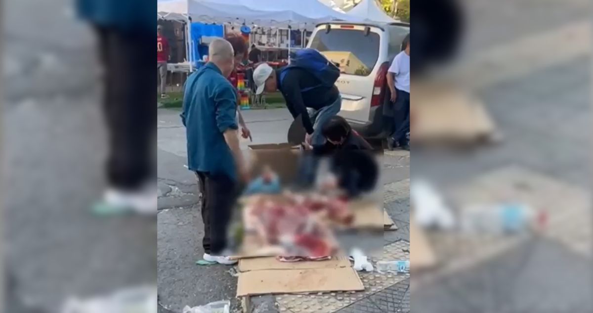Detienen a hombre por faenar un cerdo sobre un cartón en plena calle de Barrio Meiggs