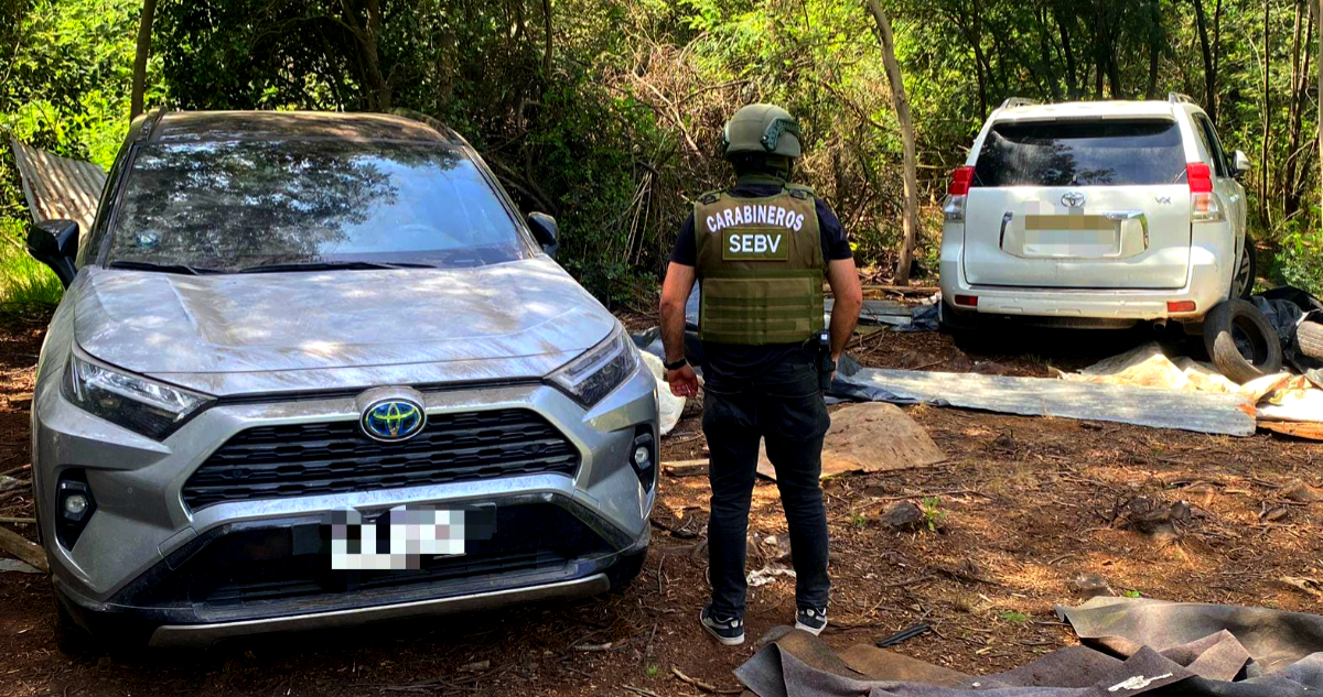 Recuperan en sector rural de Ñuble 3 autos con encargo por robo en la Región Metropolitana y Bío Bío