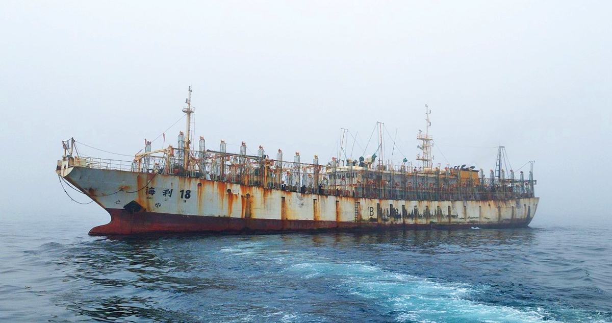 Sernapesca y Armada fiscalizan flota china frente a Iquique ante denuncias de pesca ilegal