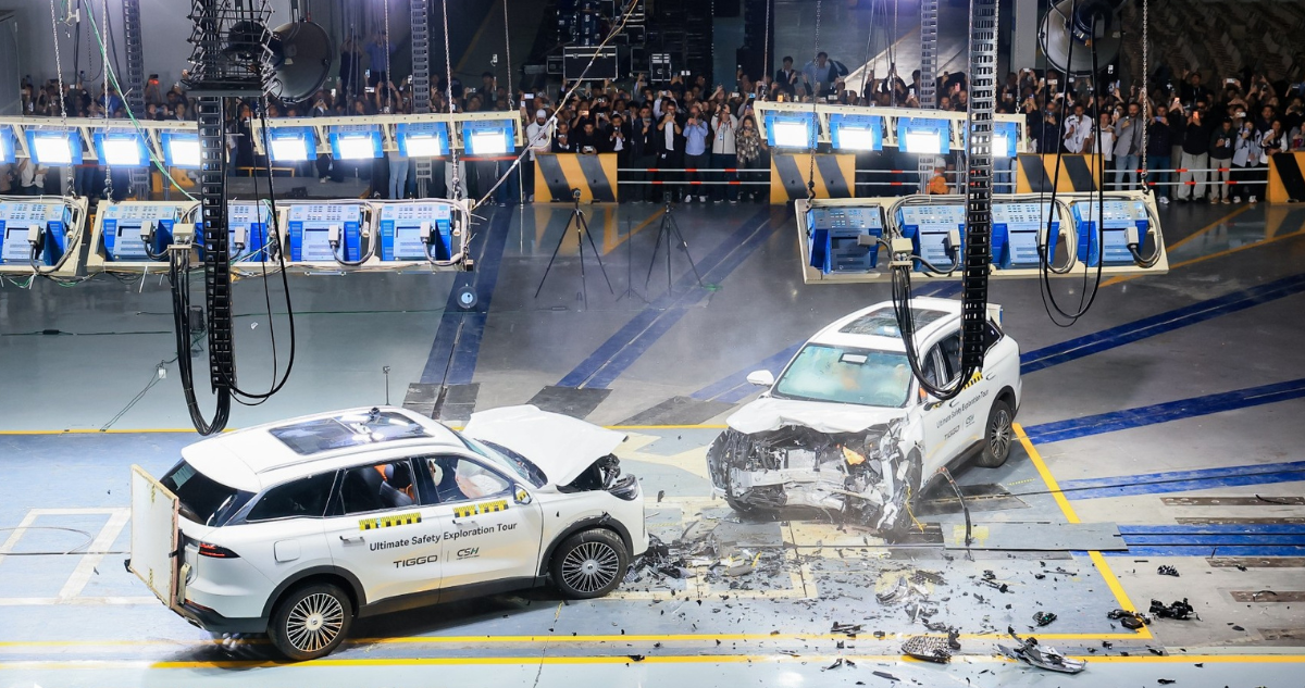 SUV Tiggo 9 de CHERY supera prueba de choque frontal doble: carrocería quedó casi intacta tras impacto