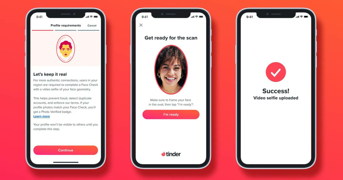 Así será la verificación facial de Tinder
