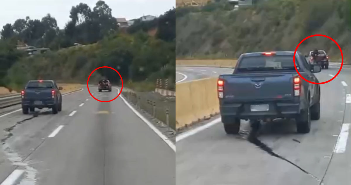 Video muestra momento en que desconocidos derraman aceite en ruta La Pólvora en Valparaíso