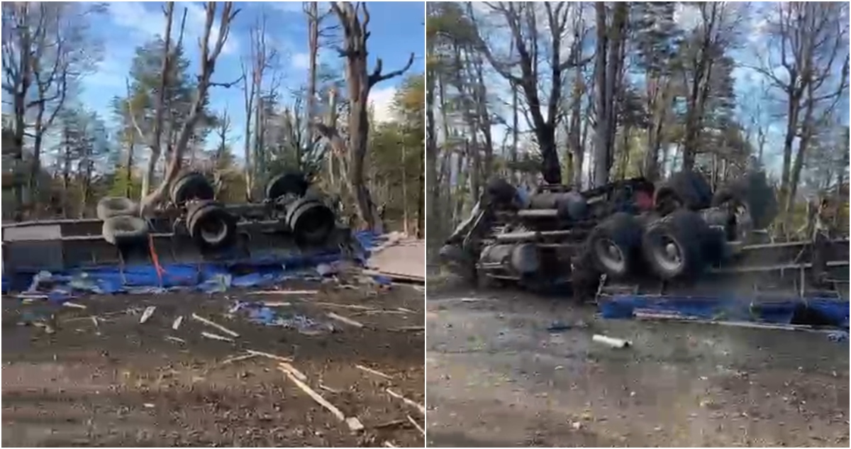 Volcamiento de camión en ruta internacional Puyehue