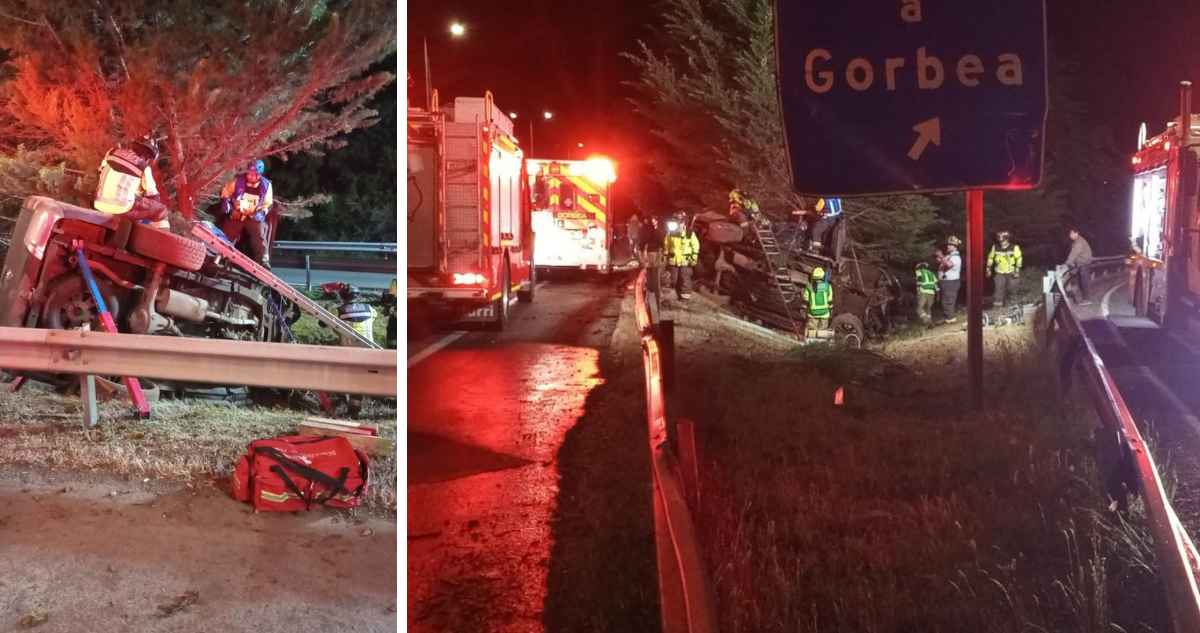 Dos personas muertas deja accidente en Gorbea luego que camioneta impactara con barrera y un árbol