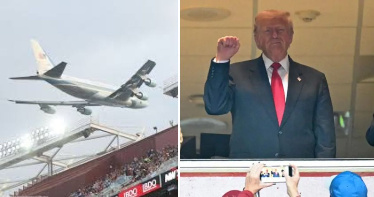 VIDEO: Trump llega a partido de la NFL con riesgoso sobrevuelo en el Air Force One y terminó abucheado