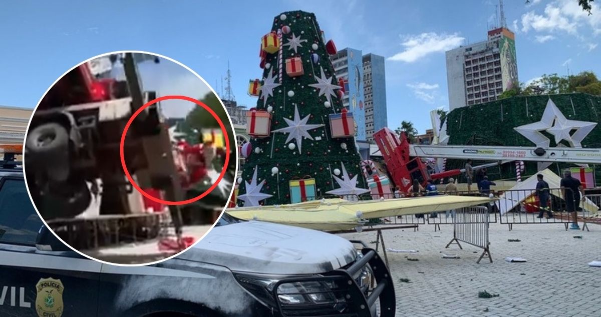 VIDEO: hombre muere aplastado por árbol de navidad gigante tras desplome de grúa en Brasil