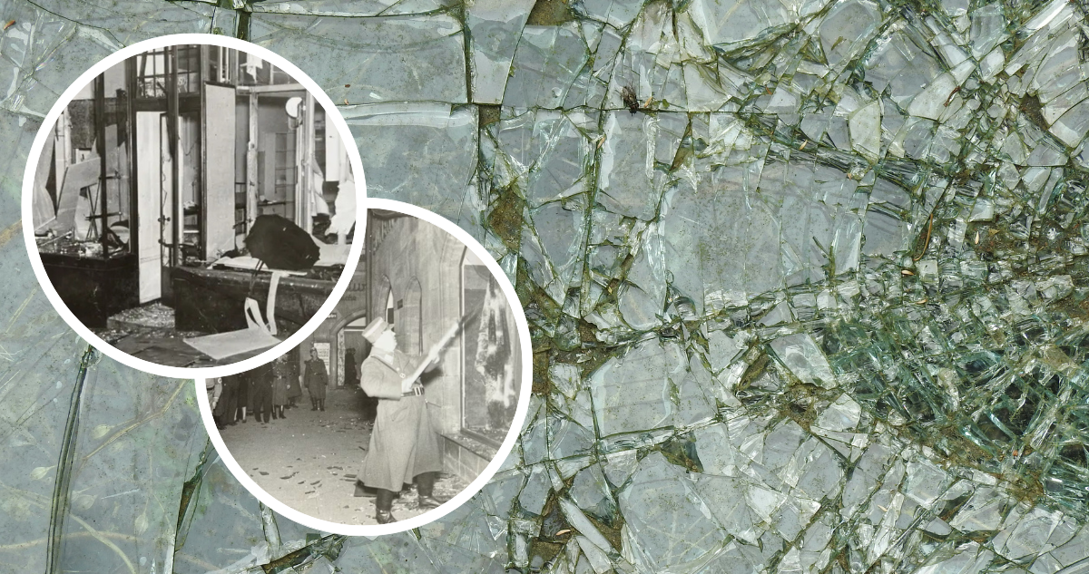 Vidrios rotos y fotos de archivo de la Noche de los Cristales Rotos