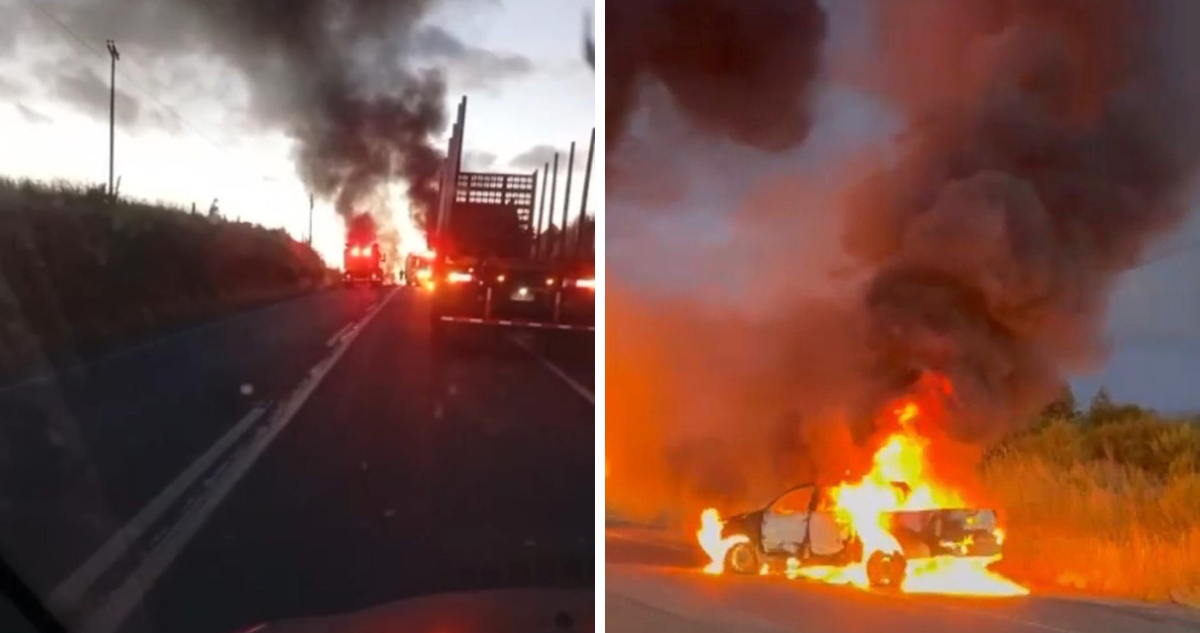 Al menos un camión y una camioneta destruidos deja ataque incendiario en ruta entre Angol y Collipulli