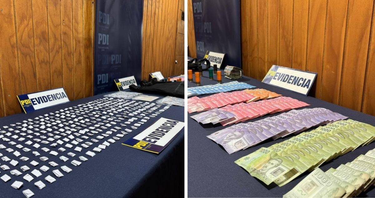 Cae banda que vendía droga frente a colegio de Coronel: se incautó dinero en efectivo y municiones