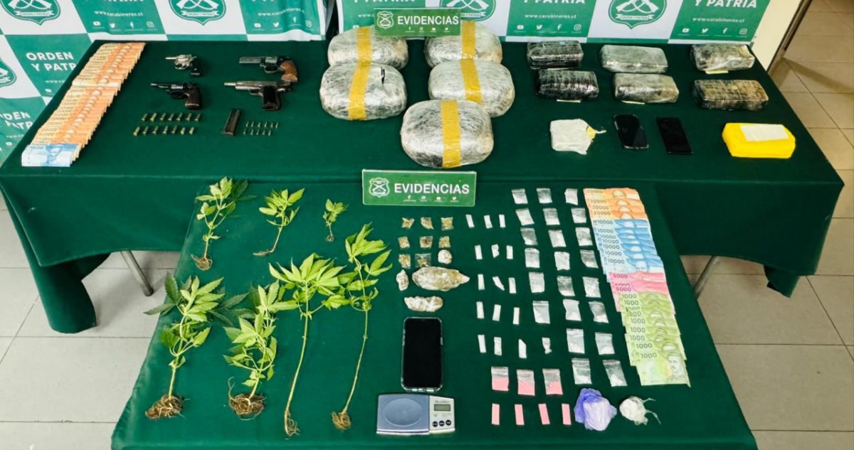 Incautan armas y más de 20 kilos de drogas tras caída de banda narco en la RM