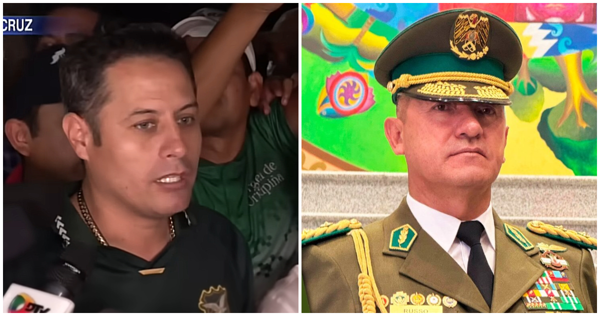 El nuevo vicepresidente de Bolivia, Edman Lara, y el comandante general de la Policía, Augusto Russo