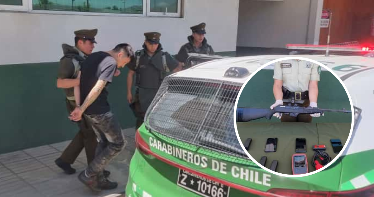 Cae banda dedicada al robo de vehículos en Puente Alto: portaban rifle con mira telescópica