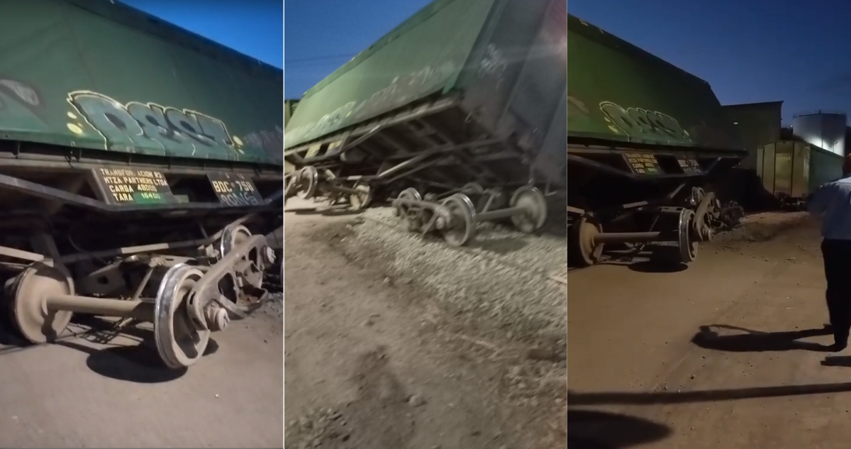 VIDEOS | Tren de carga descarrila y termina con vagones semivolcados en Talcahuano