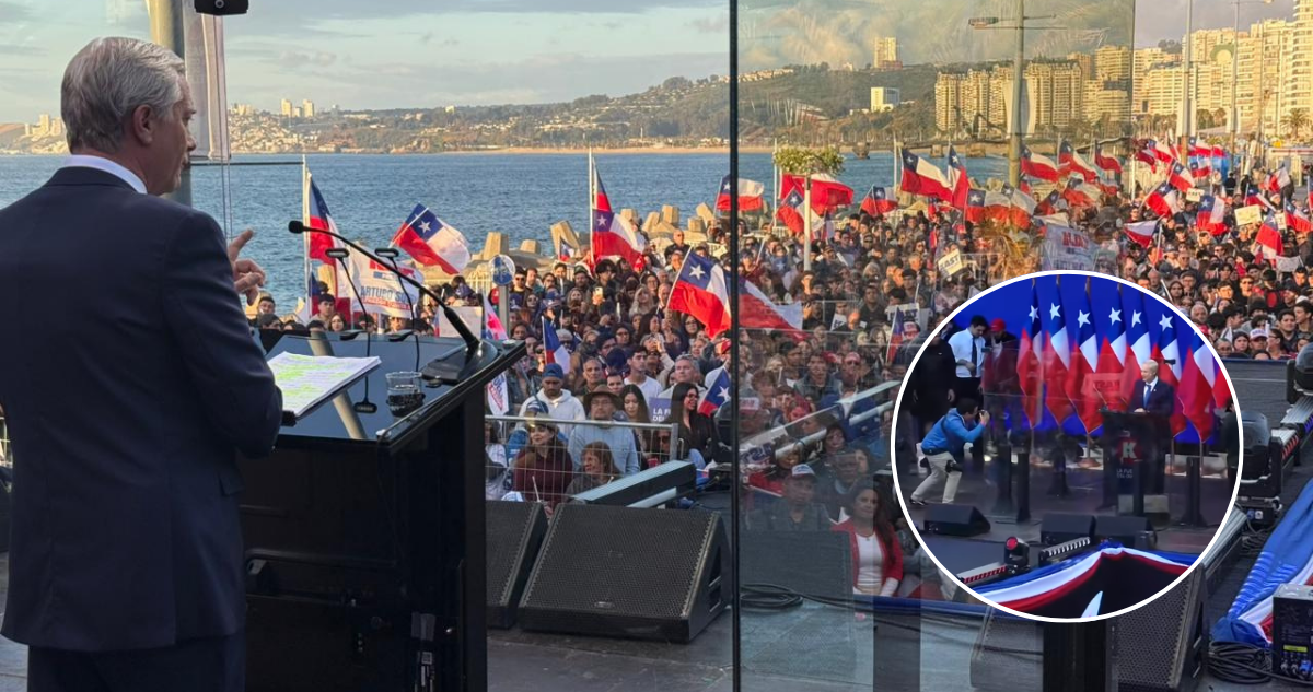 VIDEO | Con vidrio blindado y fuerte despliegue de seguridad: Kast cierra campaña en Viña del Mar