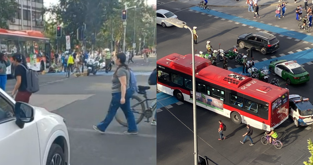 Carabinera que realizaba labores de tránsito es atropellada por bus RED en sector de Plaza Italia