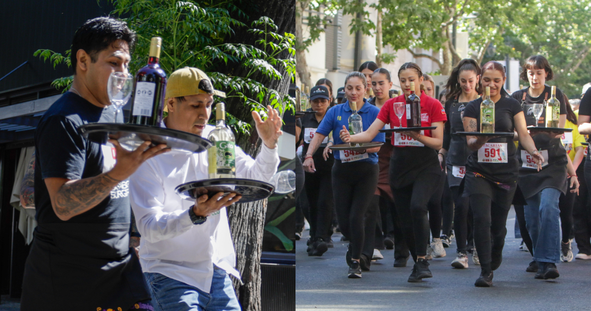 Tradicional carrera de garzones reunió cerca de 300 competidores en la RM: primer lugar ganó $1 millón