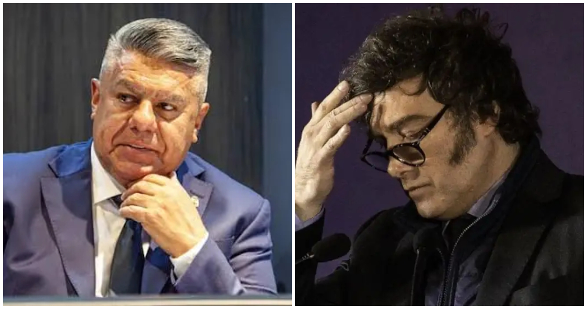 Chiqui Tapia y Javier Milei en foto de contexto