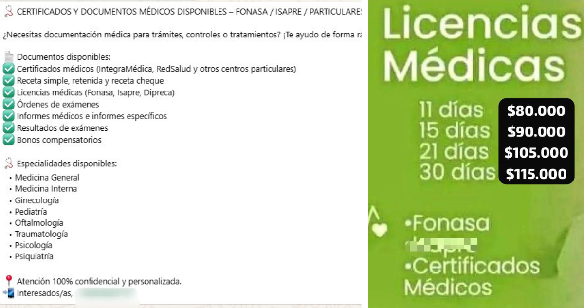 Acusan venta de medicamentos y licencias médicas en grupo de WhatsApp: precios alcanzan los $115 mil
