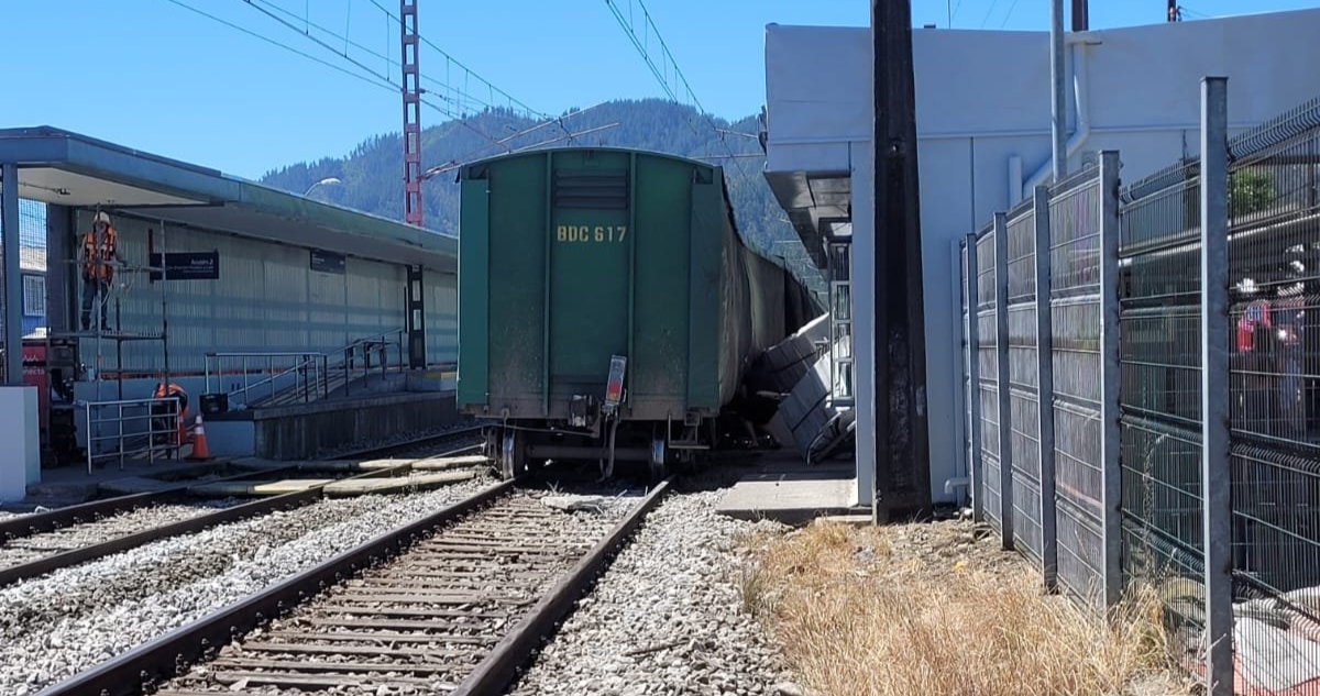 Descarrilamiento de tren de carga en estación Leonera de Chiguayante