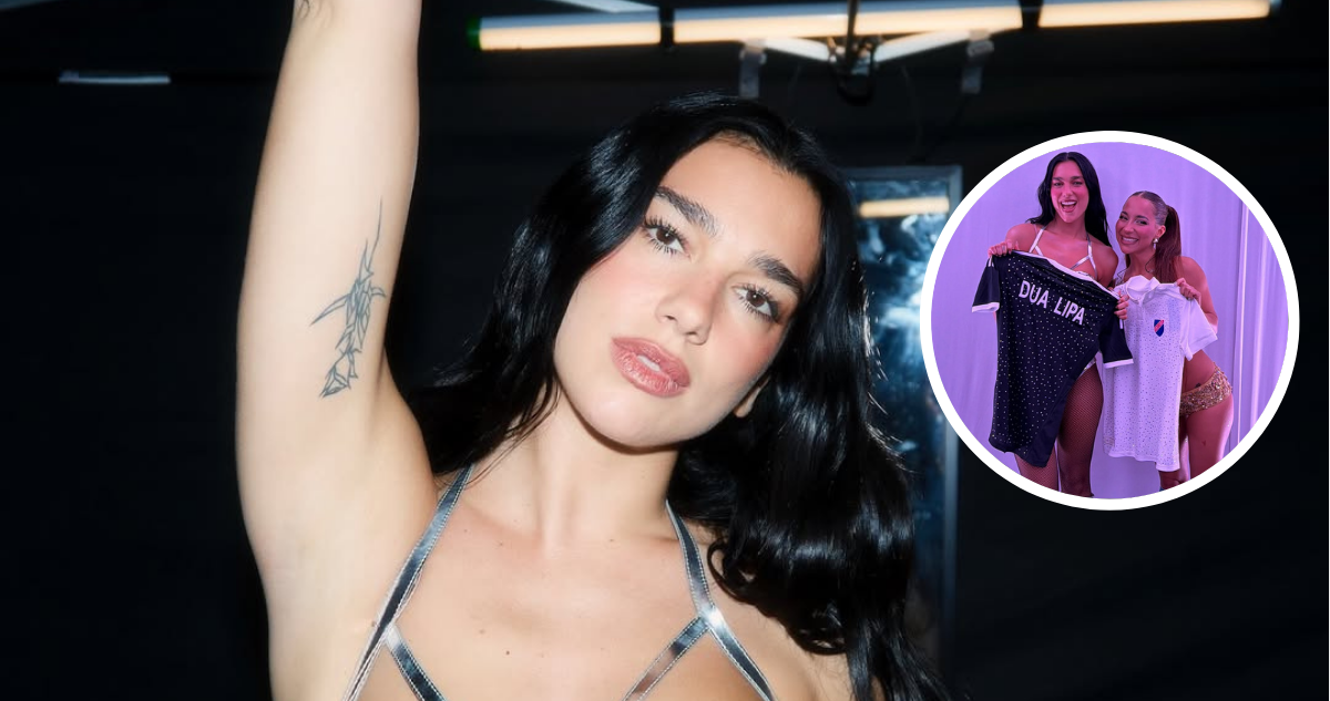 Dua Lipa en concierto en referencia a fotografía con camiseta de Colo Colo